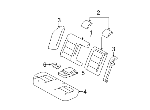 2005 Ford Five Hundred Rear Seat Components Armrest Assembly Diagram for 5G1Z-5467112-BAF