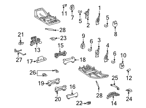 2007 Toyota Land Cruiser Tracks & Components Adjust Lever Diagram for 72525-60050-A1