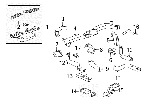 2010 Cadillac SRX Ducts Floor Duct Diagram for 15899491