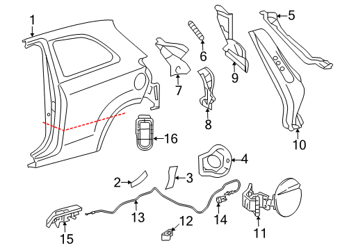 2014 Toyota Yaris Fuel Door Quarter Panel Protector Diagram for 58745-0D040