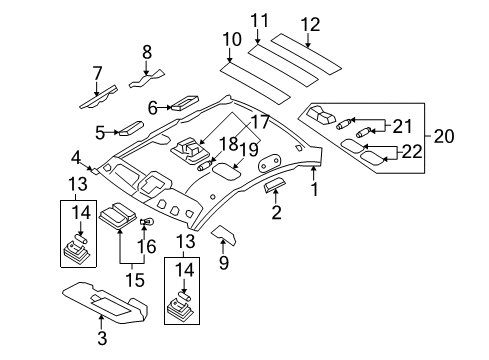 2007 Hyundai Azera Interior Trim - Roof Room Lamp Assembly Diagram for 92860-3L001-J9