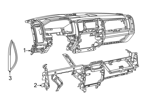2020 Ram 2500 Cluster & Switches, Instrument Panel Cap-Instrument Panel End Diagram for 6NH62HL1AA