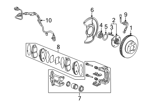 2003 Acura CL Front Brakes Splash Guard, Front Brake (16") Diagram for 45255-S0K-A00