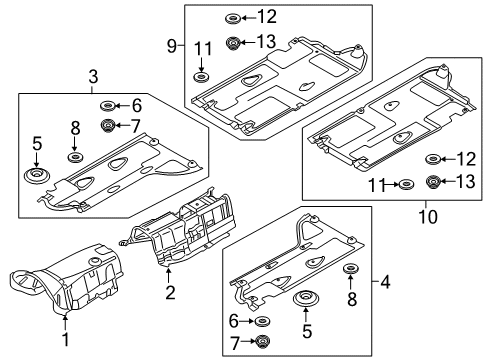 2017 Genesis G80 Under Cover & Splash Shields Tunnel Insulator Diagram for 84134-B1000