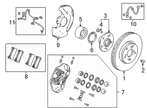 2022 Acura TLX Front Brakes CALIPER SUB-ASSY Diagram for 45018-TGZ-A01