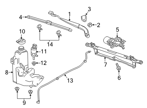 2015 GMC Canyon Wiper & Washer Components Arm Asm-Windshield Wiper Diagram for 23117445