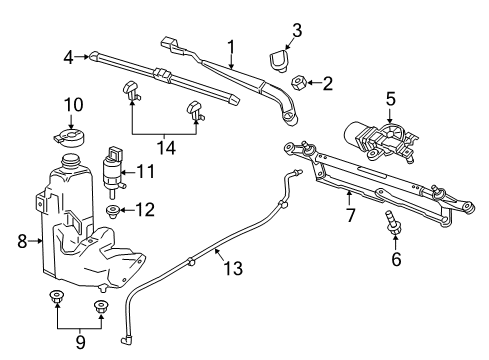 2022 Chevrolet Colorado Wiper & Washer Components Wiper Arm Diagram for 84497606