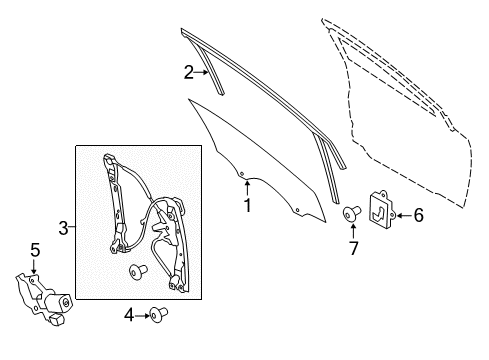 2013 Ford Focus Front Door Door Glass Diagram for CV6Z-5821410-A