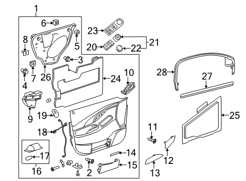 2012 Buick LaCrosse Interior Trim - Front Door Trim Cover Clip Diagram for 13252119