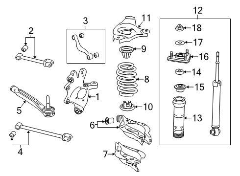 2016 Lexus GS F Rear Suspension Components, Lower Control Arm, Upper Control Arm, Ride Control, Stabilizer Bar Carrier Sub-Assembly, Rear Diagram for 42304-24040