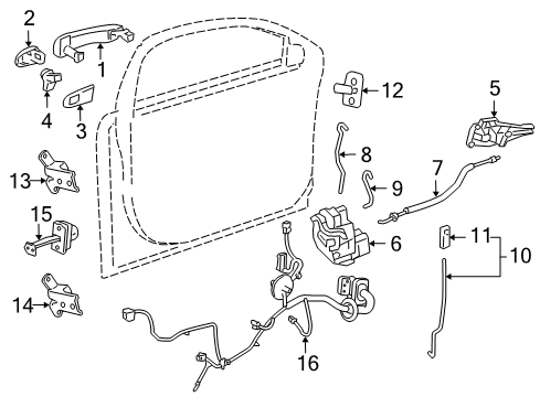 2016 Chevrolet Cruze Limited Front Door - Lock & Hardware Control Cable Diagram for 13249525