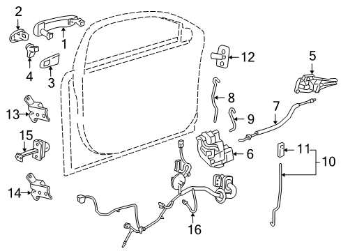 2016 Chevrolet Cruze Limited Front Door - Lock & Hardware Lock Rod Diagram for 95179690