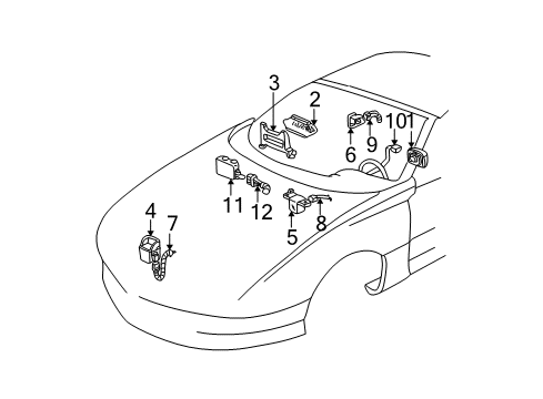 1993 Chevrolet Camaro Air Bag Components Sensor Asm-Inflator Restraint Arming Diagram for 16154691