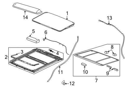 2004 Saturn Vue Sunroof Handle Diagram for 12374528