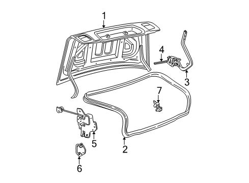 2003 Lincoln LS Trunk Lid Hinge Diagram for 3W4Z-5442701-AB