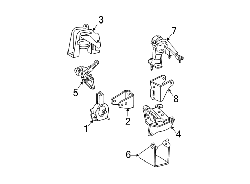 2003 Pontiac Vibe Engine & Trans Mounting Bracket, Trans Front Mount Diagram for 88969067