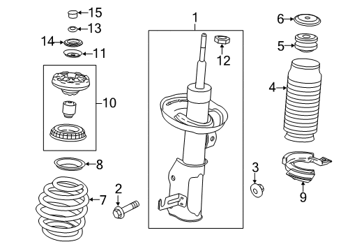 2013 Chevrolet Malibu Struts & Components - Front Strut Asm-Front Suspension Diagram for 22905890