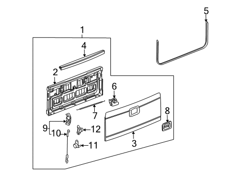 2006 Hummer H2 Tail Gate Hinge Asm-Pick Up Box End Gate (Pick Up Box Side) Diagram for 15078746