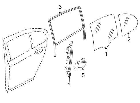 2012 BMW 750Li Front Door Rear Right Window Guide Diagram for 51357179130