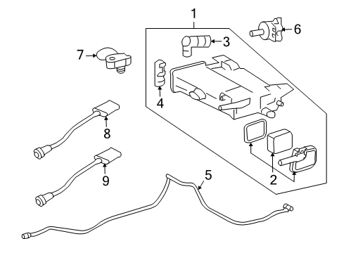 2014 Cadillac CTS Emission Components Canister Hose Diagram for 20986415