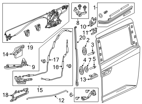 2012 Honda Odyssey Door Hardware Cable Assy., Slide Door Regulator Link Diagram for 72546-TK8-A01