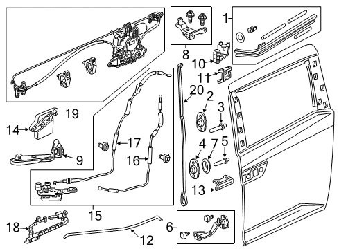 2012 Honda Odyssey Door Hardware Cover, Slide Door Stopper (Upper) (Male) Diagram for 72507-TK8-A00