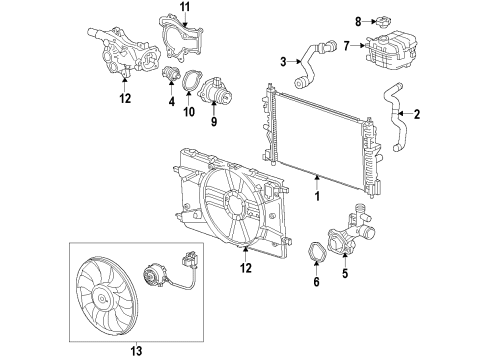 2013 Chevrolet Cruze Cooling System, Radiator, Water Pump, Cooling Fan Fan Shroud Bolt Diagram for 90263930