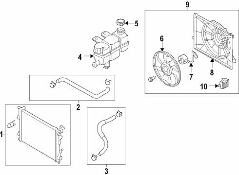 2019 Hyundai Ioniq Cooling System, Radiator, Water Pump, Cooling Fan Blower Assembly Diagram for 25380G7000