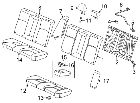 2014 Honda Accord Rear Seat Components Armrest Assembly, Rear Seat Center (Platinum Gray) Diagram for 82180-T3V-A01ZA