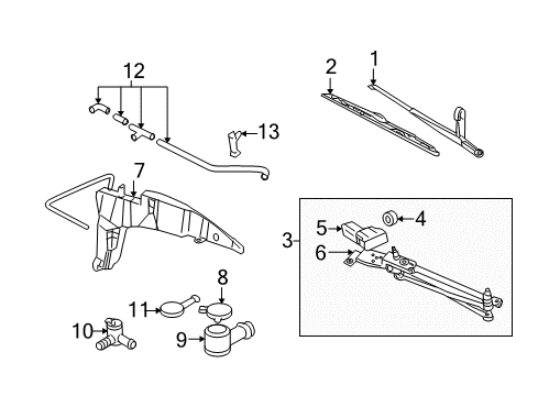 2007 Ford Focus Wiper & Washer Components Motor & Linkage Diagram for 6S4Z-17508-AA