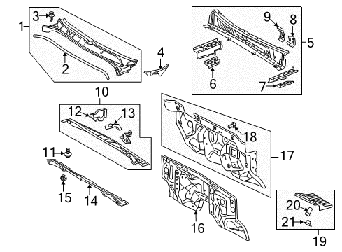 2015 Toyota Sequoia Cowl Dash Panel Diagram for 55101-0C101