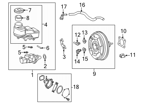 2019 Lexus UX200 Hydraulic System Strainer, Brake Master Cylinder Reservoir Diagram for 47299-52110