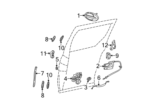 2005 Ford Freestar Side Loading Door - Lock & Hardware Striker Diagram for 5F2Z-17265A04-A