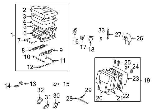 2002 Toyota RAV4 Rear Seat Components Headrest Guide Diagram for 71930-42020-B4