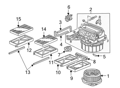 2001 Honda Civic Blower Motor & Fan Element, Filter Diagram for 80292-S5D-416