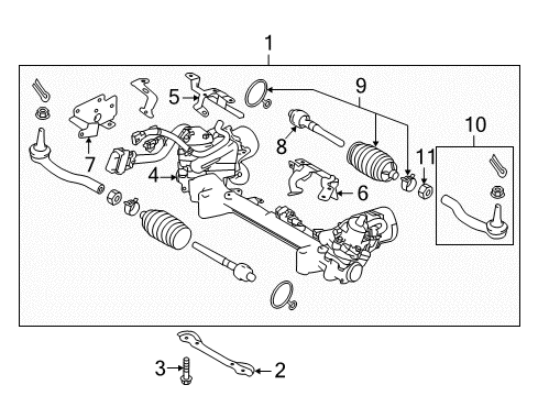 2018 Infiniti Q50 Steering Column & Wheel, Steering Gear & Linkage Power Steering Gear Assembly Diagram for 49200-5CA0B