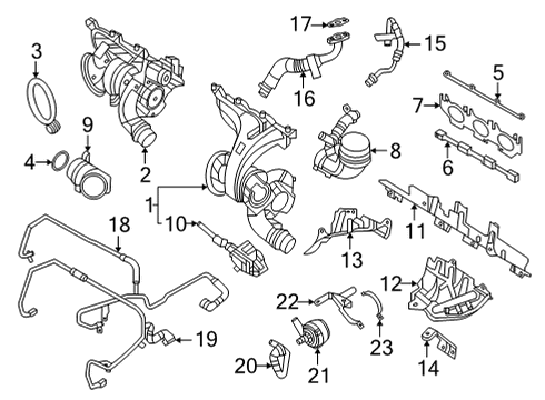 2021 BMW M4 Turbocharger GASKET FOR EXHAUST MANIFOLD Diagram for 11658054867