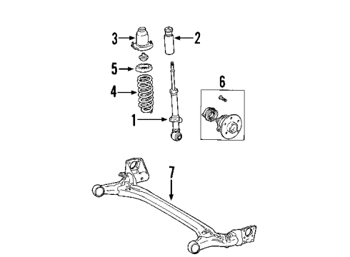 2005 Toyota Matrix Rear Axle, Stabilizer Bar, Suspension Components Shock Absorber Diagram for 48530-09F80