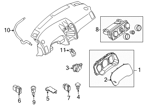 2008 Nissan Altima Instruments & Gauges Switch Assy Diagram for 24824-JA00A