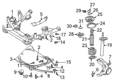 2009 BMW X3 Front Suspension Components, Lower Control Arm, Ride Control, Stabilizer Bar Right Carrier Diagram for 31213450558