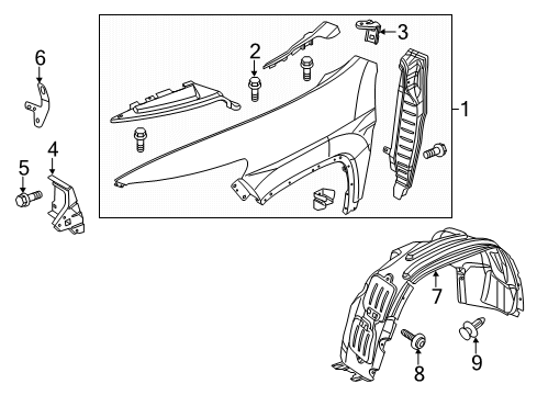 2015 Jeep Cherokee Fender & Components Bracket-Fender Mounting Diagram for 68232818AB