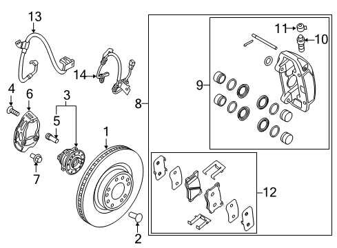 2017 Genesis G80 Anti-Lock Brakes Brake Assembly-Front, RH Diagram for 58130-B1300