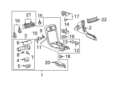 2005 Chevrolet Corvette Front Console Heater & Air Conditioner Control Assembly Diagram for 19371370