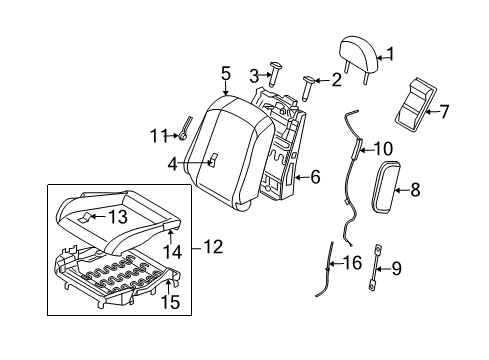 2003 Infiniti G35 Front Seat Components Pad-Front Seat Cushion Diagram for 87361-AM300