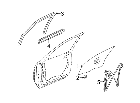 1999 Cadillac Seville Front Door Sealing Strip-Front Side Door Window Inner Diagram for 25701232