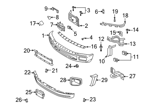 2022 Ford F-350 Super Duty Bumper & Components - Front Part Diagram for HC3Z17A900D