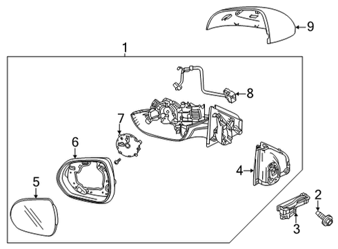 2021 Chevrolet Trailblazer Outside Mirrors Mirror Assembly Diagram for 42725573