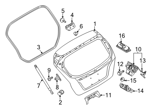 2019 Ford Fiesta Trunk Lift Cylinder Bracket Diagram for BE8Z-58427A49-A