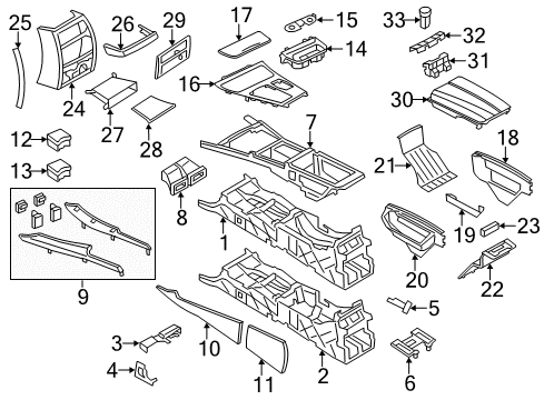 2012 BMW 550i GT xDrive Console BRACKET, CENTER CONSOLE FRON Diagram for 51169113871