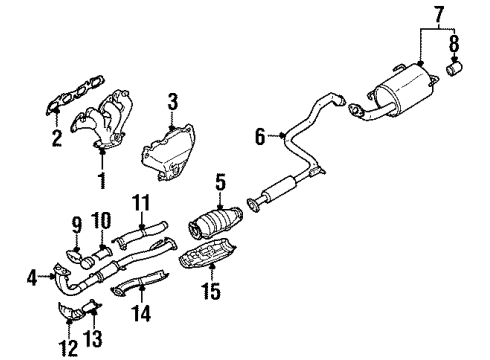 1999 Nissan Sentra Exhaust Manifold Exhaust Muffler Assembly Diagram for 20300-8B821